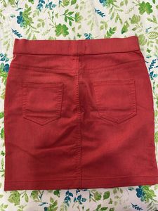 Marks And Spencer Red Fitted Formal Skirt