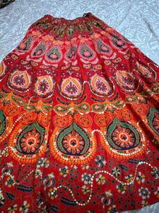 Red Mandala Print Skirt