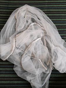 White Net Dupatta With Beautiful Less