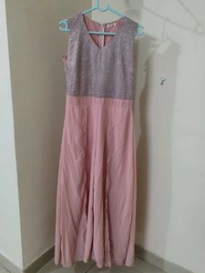 Pink jumpsuit Maxi Dress with cape style b