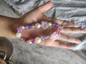 Purple Beaded Phone Charm