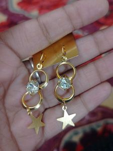 Star Drop Gold Earrings