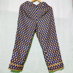 Blue Printed Tailor Made Kurta Set
