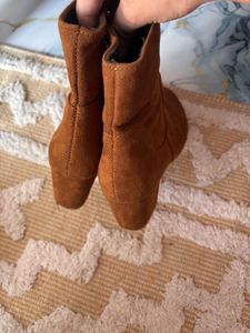 Solid Brown Suede Boots