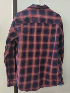 Mens Red Navy Blue Check Shirt