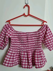 Gingham Off-Shoulder Top