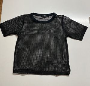 Black Mesh Crop Top