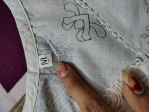 White Printed Kurta Short Size M ,S