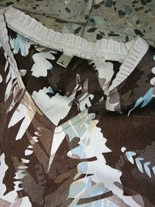 Patterned Brown V- neck Top