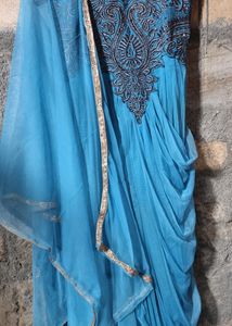 Cyan Color Wedding Were With Ambroidary Work