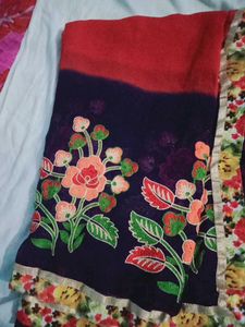 Elegant Floral Embroidery Saree