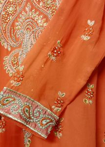 Coral Pink Kurta With Heavy Embroidery And Stones