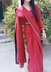 Elegant meroon readymade Saree