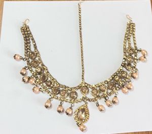 Gold Tone Matha Patti with Delicate Pearl Drops