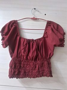 wine red crop Top