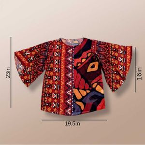 Printed Boho Flared Sleeve Top✨️