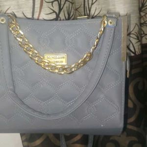 Gray Quilted Handbag