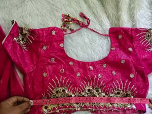 Sequence work pink netted saree