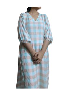 Pakistani V Neck Elasticated Sleeve Kurta