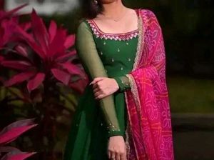 Georget Neck Embroidery Anarkali Sut With Dupata