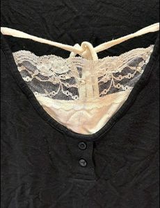 vintage Black Lace Trim Top