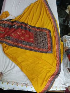 Rajasthani Embroidery Design Yellow Gown