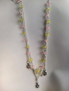 Beaded Silver Chain Necklace