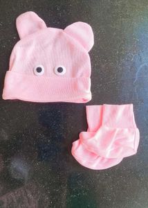 Cute Pink Baby Hat &amp; Booties