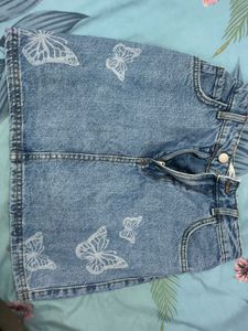 Butterfly Denim Mini Skirt