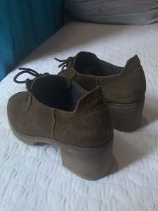 Olive Suede Oxford Shoes