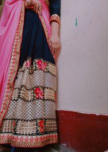 Partywear 2colour Saree With Blouse &amp; Petticoat