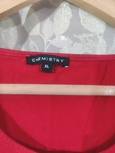 Chemistry Women Red Solid Pure Cotton Top