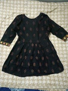 Printed Black Short Kurti