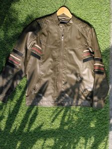 Fine Leather Grain Bike Riding Jacket 42 Size