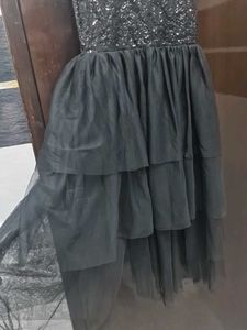Black Sequin Tulle Party Dress