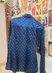 Patterned Navy Button-Down Shirt