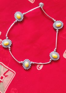 Yellow Stone Oxidized Anklet