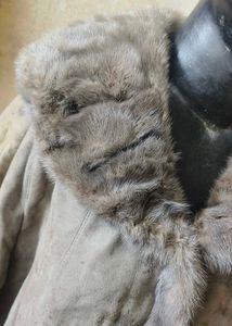 pure  Fur lather Trimmed Coat