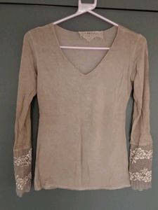 Lace Trim V-Neck Top