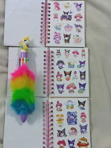 sanrio water diary and unicorn multicolour pen