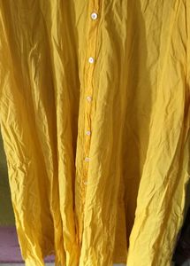 Yellow Cotton flared dress /kurtha