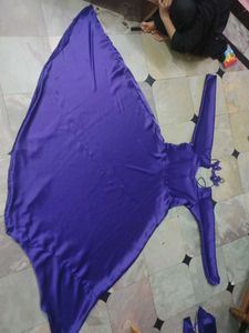 Pruple Satin Gown With Pant