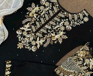 Elegant Black Embroidered Salwar Kameez
