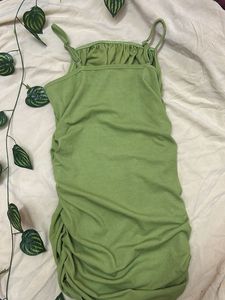 Green Ribbed Bodycon Mini Dress