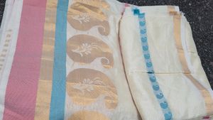 Cream Soft Tissue Saree[No Blouse]