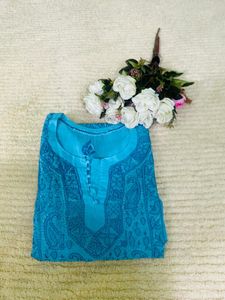 New Lakhnvi Blue Kurta