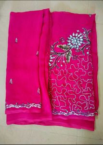 Rose Colour Heavy Hand worked Saree