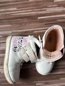 Girls White High-Top Sneakers