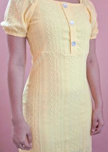 Yellow Mini Embroidered Dress