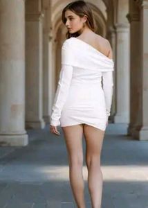White One-Shoulder bodycon dress 🤍🫣